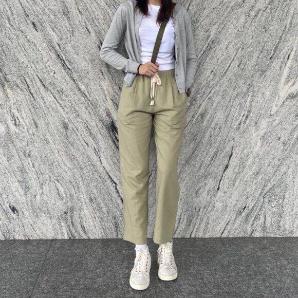UNIQLO Linen Blend Easy Pants Green SZ M - Picture 1 of 6